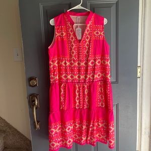 NWT Coacia Hot Pink and Orange Midi Tunic Beach Dress